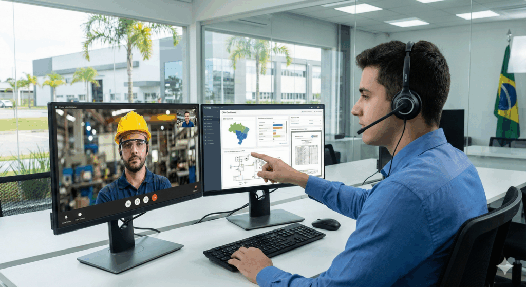 Operação de Inside Sales em indústria demonstrando a redução do CAC Industrial através de vendas remotas.